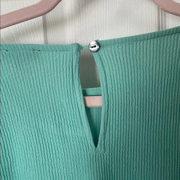 Ann Taylor NWT fabulous Seafoam Ribbed Flutter-Sleeve Top - Picture 7 of 9